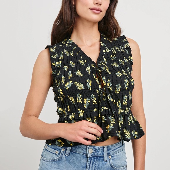 Rails Black Sleeveless Tie Front Top - Picture 3 of 5